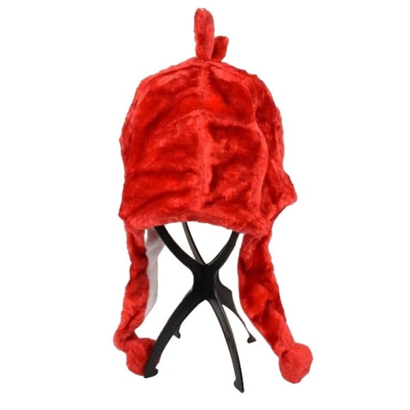 Children's Red Winter Hat Beanie with Ear Flaps - Picture 3 of 4